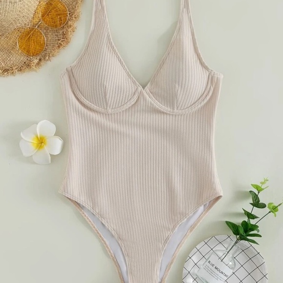 Apricot Ribbed swimsuit/bodysuit - Picture 1 of 7